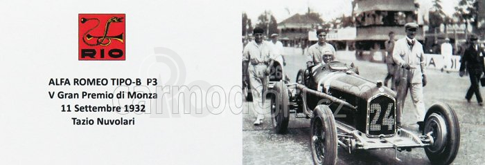 Rio-models Alfa romeo F1  Tipo-b P3 V N 24 Gran Premio Di Monza 1932 Tazio Nuvolari 1:43 Red