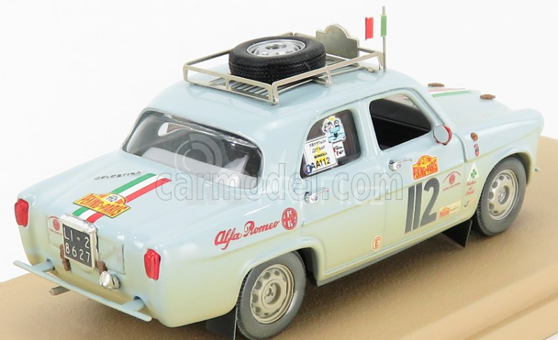 Rio-models Alfa romeo Giulietta Ti N 112 1957 - Rally Raid Pechino - Parigi 2007 R.chiodi - M.degli Espositi 1:43 Světle Modrá