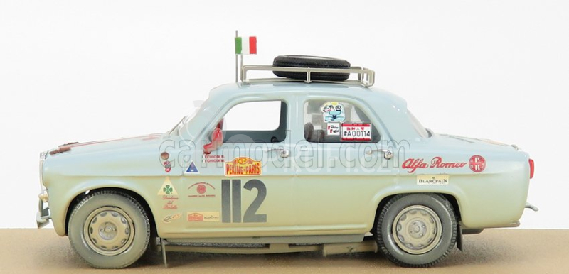 Rio-models Alfa romeo Giulietta Ti N 112 1957 - Rally Raid Pechino - Parigi 2007 R.chiodi - M.degli Espositi 1:43 Světle Modrá