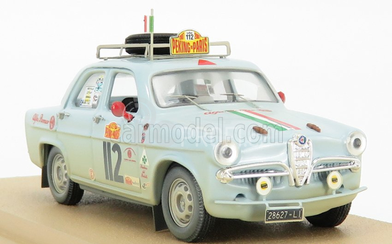 Rio-models Alfa romeo Giulietta Ti N 112 1957 - Rally Raid Pechino - Parigi 2007 R.chiodi - M.degli Espositi 1:43 Světle Modrá