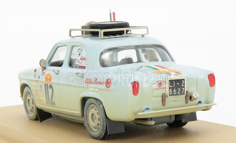 Rio-models Alfa romeo Giulietta Ti N 112 1957 - Rally Raid Pechino - Parigi 2007 R.chiodi - M.degli Espositi 1:43 Světle Modrá