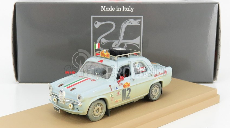 Rio-models Alfa romeo Giulietta Ti N 112 1957 - Rally Raid Pechino - Parigi 2007 R.chiodi - M.degli Espositi 1:43 Světle Modrá