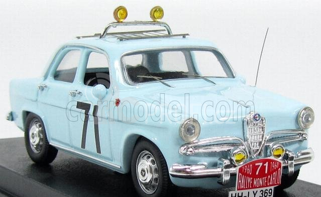 Rio-models Alfa romeo Giulietta Ti N 71 Rally Montecarlo 1960 Loffler - Johansson 1:43 Světle Modrá