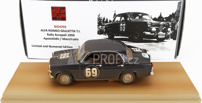 Rio-models Alfa romeo Gulietta T.i. N 69 Rally Acropolis 1959 Apostolidis - Marathakis 1:43 Black