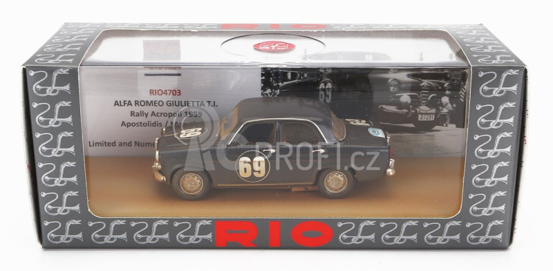 Rio-models Alfa romeo Gulietta T.i. N 69 Rally Acropolis 1959 Apostolidis - Marathakis 1:43 Black