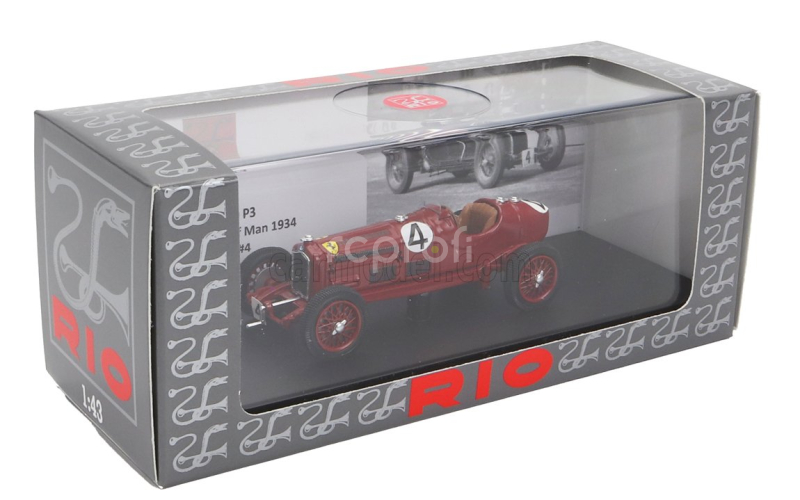 Rio-models Alfa romeo P3 N 4 Tourist Trophy Isle Of Man 1934 Brian Lewis 1:43 Red