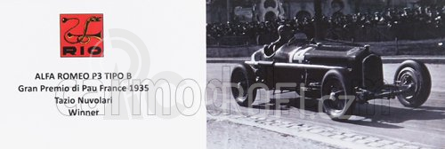 Rio-models Alfa romeo P3 Tipo B N 14 Winner Pau Gp 1935 T.nuvolari 1:43 Red