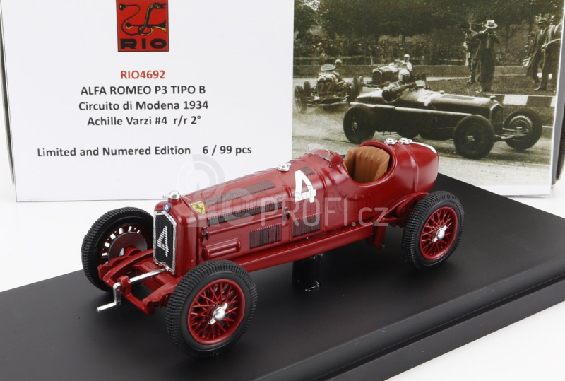 Rio-models Alfa romeo P3 Tipo B N 4 2nd Circuito Di Modena 1934 Achille Varzi 1:43 Red