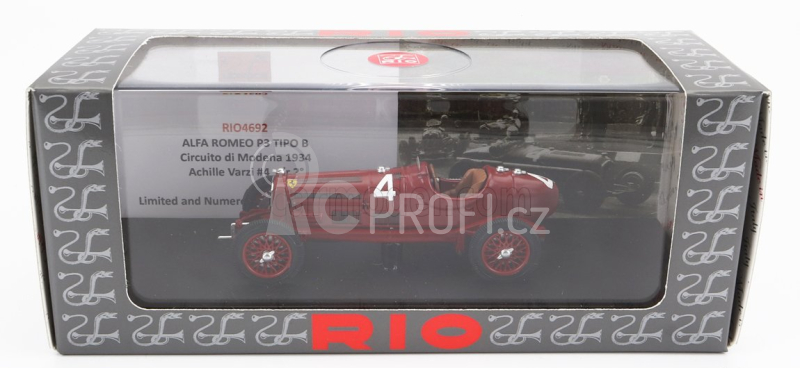 Rio-models Alfa romeo P3 Tipo B N 4 2nd Circuito Di Modena 1934 Achille Varzi 1:43 Red