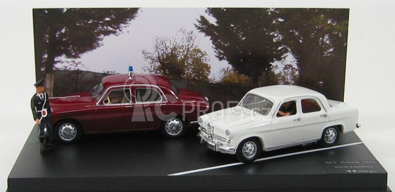 Rio-models Alfa romeo Set Alt Polizia 1956 - 1900 - Giulietta With Figures 1:43 Bordeaux White