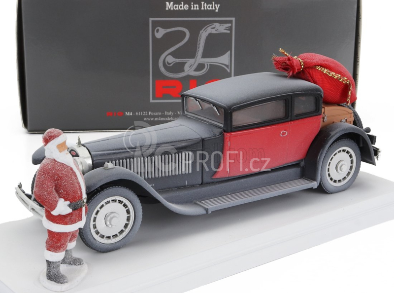 Rio-models Bugatti Type 41 Royale Weymann 1929 - Christmas Edition 2023 - Con Babbo Natale - With Santa Claus Figure 1:43 Bílá Černá Červená