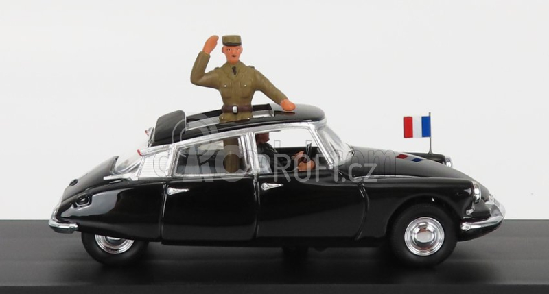 Rio-models Citroen Ds19 Cabriolet With General De Gaulle And Driver Figure 1960 1:43 Black