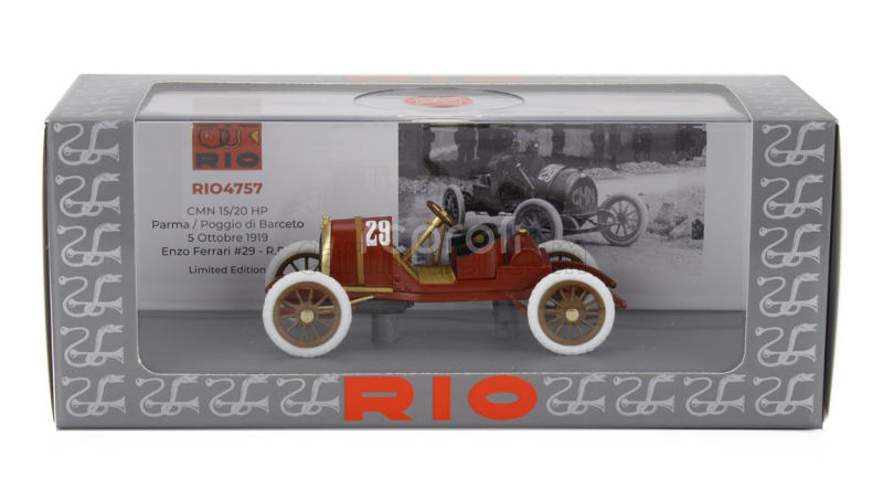 Rio-models CMN First Race Enzo Ferrari - Costruzioni Meccaniche Nazionali 15/20 Hp N 29 Parma-poggio Di Berceto 1919 1:43 Red