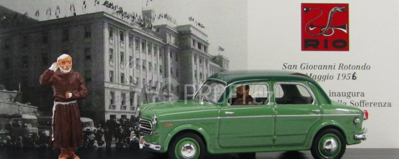 Rio-models Fiat 1100/103 Tv  Padre Pio Inaugurazione Casa Del Sollievo E Della Sofferenza 5 Maggio 1957 - With Figures 1:43 Zelená