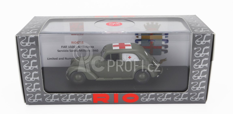 Rio-models Fiat 1500 Ambulanza Servizio Sanita' Militare 1940 1:43 Vojenská Šedá
