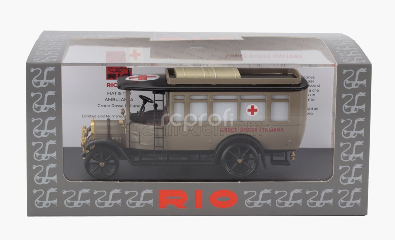 Rio-models Fiat 15bl Truck Ambulanza C.r.i. Croce Rossa Italiana 1911 1:43 Military Beige