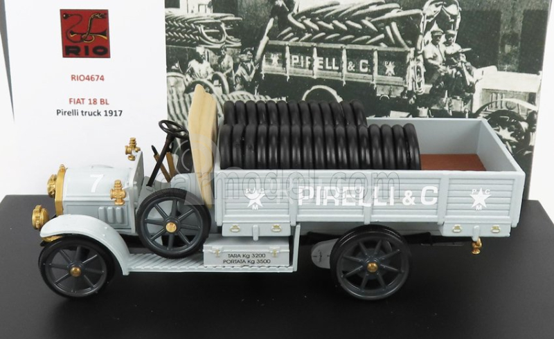 Rio-models Fiat 18bl Truck Pirelli & C. 1917 1:43 Světle Modrá
