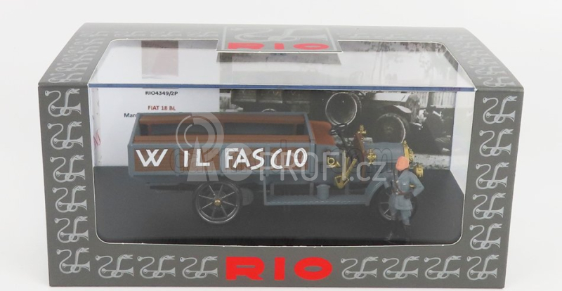 Rio-models Fiat 18bl Truck - W Il Fascio - La Marcia Su Roma 22 Ottobre 1922 With Figures 1:43 Vojenská Šedá