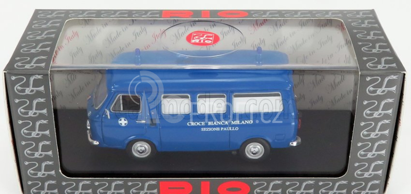 Rio-models Fiat 238 Ambulanza Croce Bianca Milano Sezione Paullo 1970 1:43 Blue