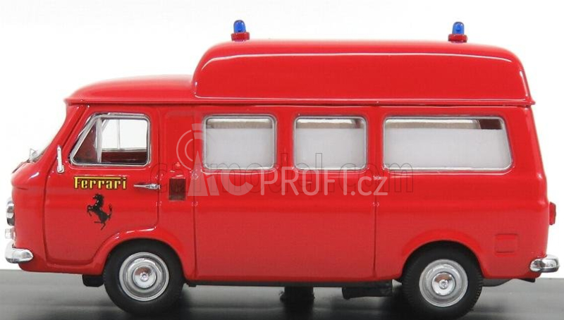 Rio-models Fiat 238 Minibus Tetto Alto 1965 Ambulanza Vigili Del Fuoco Pista Fiorano 1970 1:43 Red