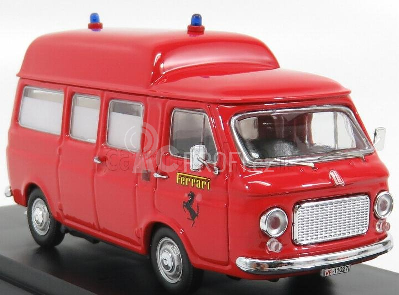 Rio-models Fiat 238 Minibus Tetto Alto 1965 Ambulanza Vigili Del Fuoco Pista Fiorano 1970 1:43 Red