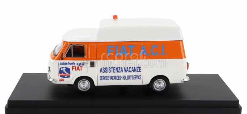 Rio-models Fiat 238 Tetto Alto Van Aci Assistenza Vacanze 1970 1:43 Bílá Oranžová