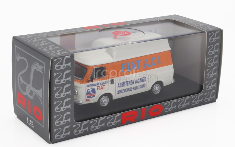 Rio-models Fiat 238 Tetto Alto Van Aci Assistenza Vacanze 1970 1:43 Bílá Oranžová