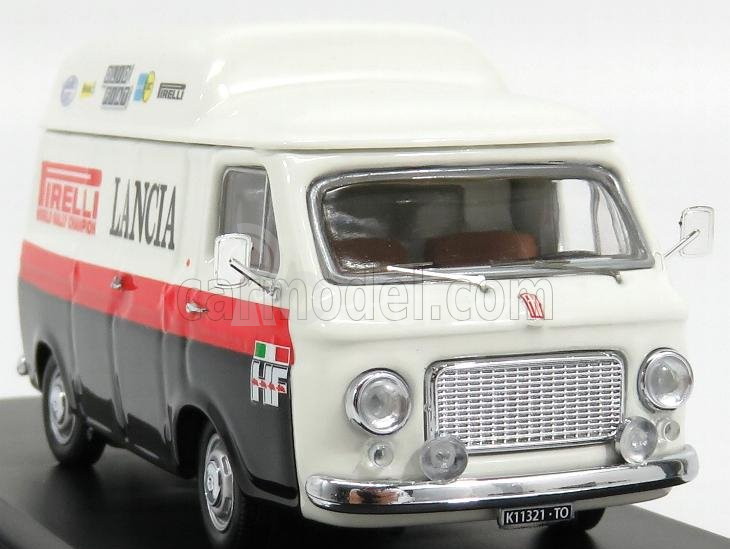 Rio-models Fiat 238 Van Tetto Alto 1970 - Assistenza Rally Pirelli Lancia 1:43 Bílá Černá Červená