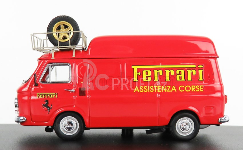 Rio-models Fiat 238 Van Tetto Alto Con Portapacchi Assistenza Corse Ferrari 1970 - High Roof With Rack 1:43 Red