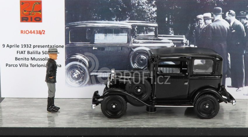 Rio-models Fiat 508 Balilla 1932 - Presentazione A Villa Torlonia Roma - Presentation With Mussolini Figure 1:43 Black