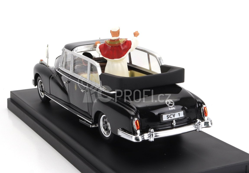 Rio-models Mercedes benz 300d Limousine Semiconvertible 1960 - With Driver And Pope Figure - Papa Giovanni Xxiii 1:43 Black