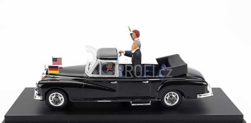 Rio-models Mercedes benz 300d (w189) Cabriolet Open 1963 With Konrad Adenauer And John Fitzgerald Kennedy Figures 1:43 Black