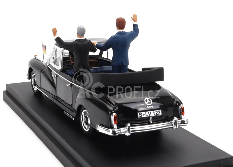 Rio-models Mercedes benz 300d (w189) Cabriolet Open 1963 With Konrad Adenauer And John Fitzgerald Kennedy Figures 1:43 Black