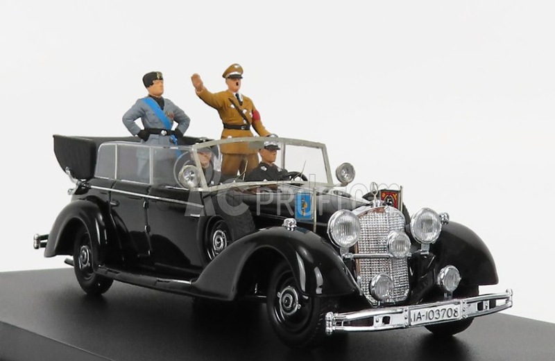 Rio-models Mercedes benz 770 Tourer Berlin Parade 25th September 1937 - With Figures Hitler Mussolini And 2x Nazists 1:43 Black