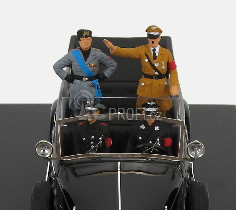 Rio-models Mercedes benz 770 Tourer Berlin Parade 25th September 1937 - With Figures Hitler Mussolini And 2x Nazists 1:43 Black