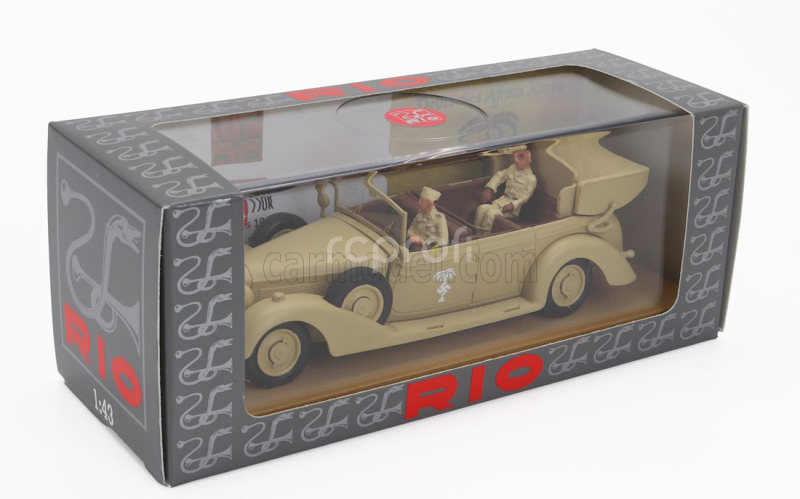 Rio-models Mercedes benz 770k Cabriolet Africa Korps 1941 With Rommel And Driver Figures 1:43 Vojenský Písek