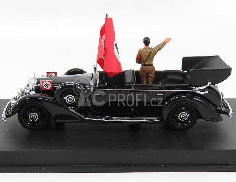 Rio-models Mercedes benz 770k Cabriolet Nuremberg Parade Hitler 1938 With Figure 1:43 Black