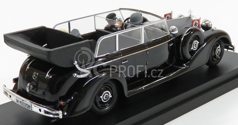 Rio-models Mercedes benz 770k Cabriolet With Adolf Hitler - Eva Braun - Ss Military - Graduated Driver - 1942 - Exclusive Carmodel 1:43 Military Black