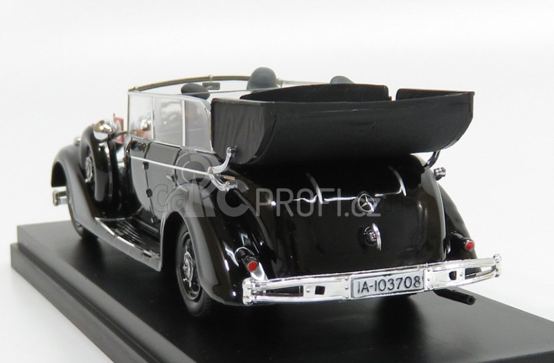 Rio-models Mercedes benz 770k Cabriolet With Adolf Hitler - Eva Braun - Ss Military - Graduated Driver - 1942 - Exclusive Carmodel 1:43 Military Black
