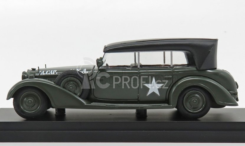 Rio-models Mercedes benz 770w Cabriolet Closed U.s.a. Army 1945 1:43 Vojenská Zelená Černá