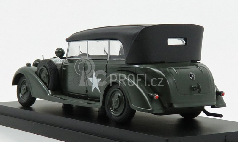 Rio-models Mercedes benz 770w Cabriolet Closed U.s.a. Army 1945 1:43 Vojenská Zelená Černá