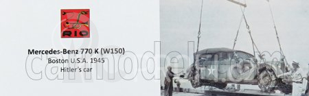Rio-models Mercedes benz 770w Cabriolet Closed U.s.a. Army 1945 1:43 Vojenská Zelená Černá