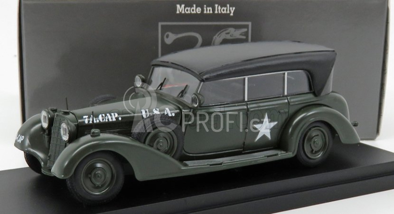 Rio-models Mercedes benz 770w Cabriolet Closed U.s.a. Army 1945 1:43 Vojenská Zelená Černá
