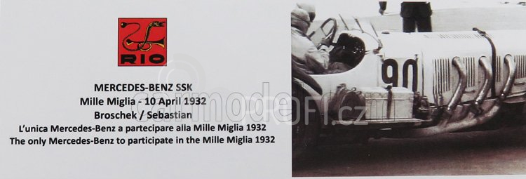 Rio-models Mercedes benz Ssk N 90 Mille Miglia 1932 Broschek - Sebastian 1:43 Bílá