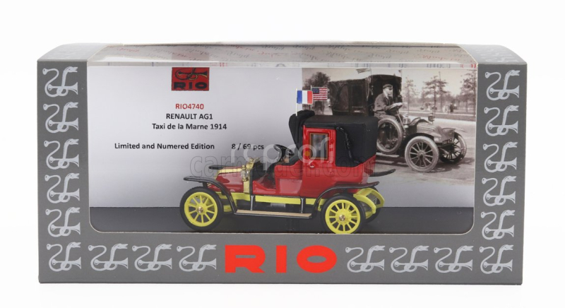 Rio-models Renault Ag1 Taxi De La Marne With Driver 1914 1:43 Červená Žlutá
