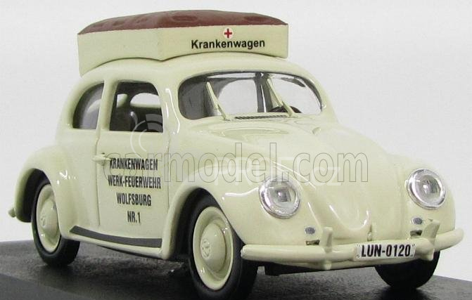 Rio-models Volkswagen Beetle Ambulance Pompieri Di Wolfsburg 1950 1:43 Bílá