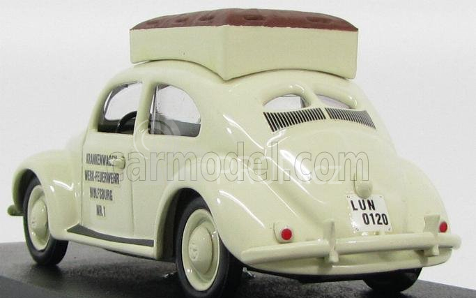Rio-models Volkswagen Beetle Ambulance Pompieri Di Wolfsburg 1950 1:43 Bílá