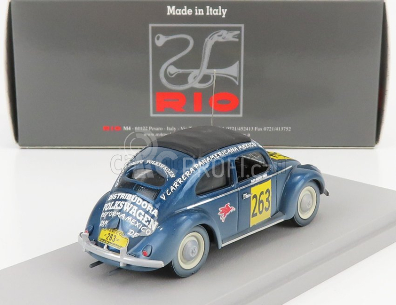 Rio-models Volkswagen Beetle Kafer Maggiolino Closed Roof N 263 Rally Panamericana 1954 M.hinke 1:43 Blue