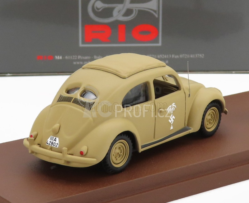 Rio-models Volkswagen Beetle Maggiolino Africa Korps 1941 - With Rommel Figure 1:43 Vojenský Písek