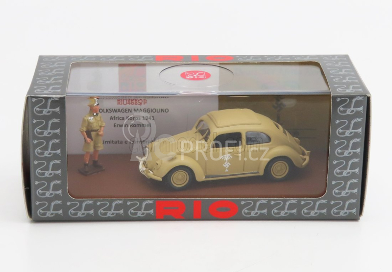 Rio-models Volkswagen Beetle Maggiolino Africa Korps 1941 - With Rommel Figure 1:43 Vojenský Písek